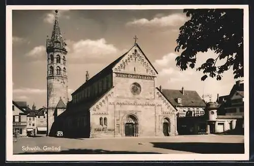 AK Schwäb. Gmünd, Ortspartie mit Kirche