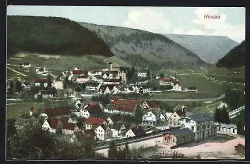 AK Hirsau, Ortsansicht mit Bahnhof