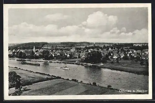 AK Offenau a. Neckar, Teilansicht mit Booten