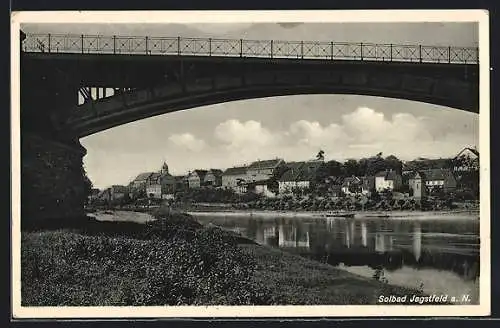 AK Jagstfeld, Uferpanorama m. Brücke