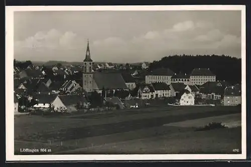 AK Löffingen, Ortspartie mit angrenzendem Feld