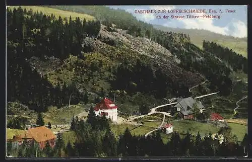 AK Titisee, Gasthaus zur Löffelschmiede an der Strasse Titisee-Feldberg