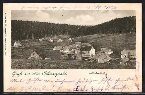 AK Bubenbach /Schwarzwald, Teilansicht mit Kirche