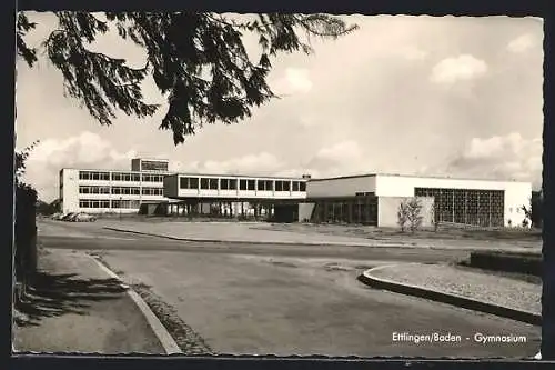 AK Ettlingen /Baden, Gymnasium mit Strassenpartie