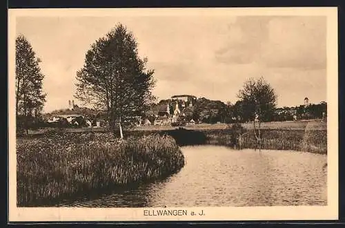 AK Ellwangen a. J., Teilansicht mit Schloss