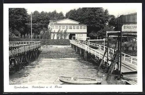 AK Nordenham, Bootshaus an der Weser