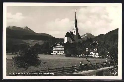 AK Bad Wiessee, Blick auf die Kirche und Hirschberg