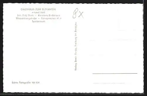 AK Konstanz, Gasthaus zum Elefanten F. Stark, Speiseraum