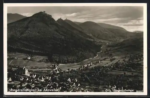 AK Annweiler, Panoramablick mit Burgdreifaltigkeit