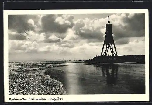 AK Cuxhaven-Döse, Kugelbake am Meer
