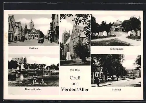 AK Verden /Aller, Dom, Rathaus und Sachsenhain