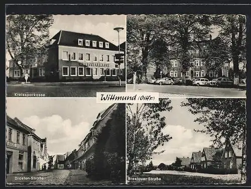 AK Wittmund /Ostfr., Kreissparkasse, Drosten-Strasse und Breslauer Strasse