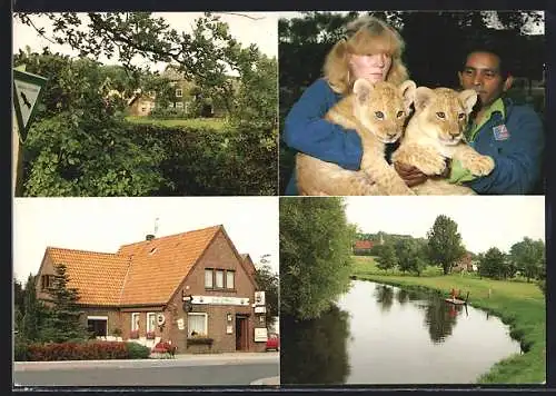 AK Jaderberg, Gaststätte Zollhaus, Bauerei Haschen, Tiger im Zoo