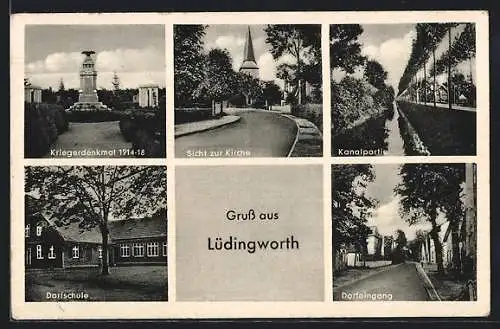 AK Lüdingworth, Kirche, Dorfschule, Kanalpartie