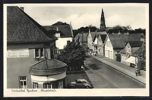 AK Burhave, Hauptstrasse mit Hotel zum Eisernen Kanzler