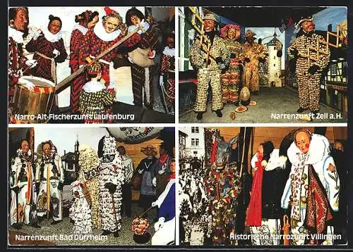 AK Bad Dürrheim, Narrenschopf Fasching, Narrenzungt Zell a. H., Historische Narrenzunft Villingen