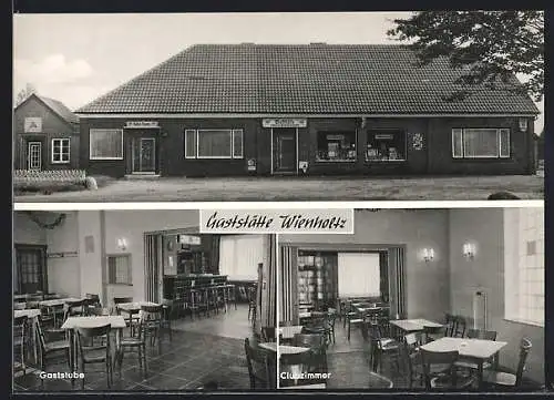 AK Negenmeerten, Gaststätte Wienholz, Innen- und Aussenansicht