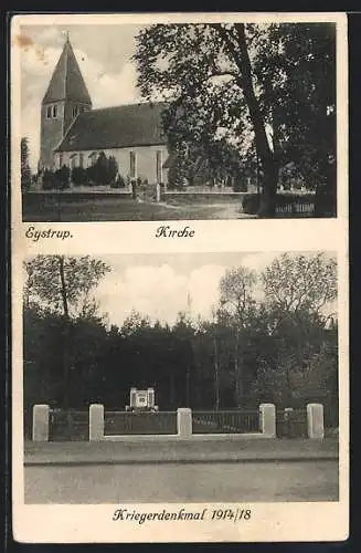 AK Eystrup, Kirche, Kriegerdenkmal 1914 /18