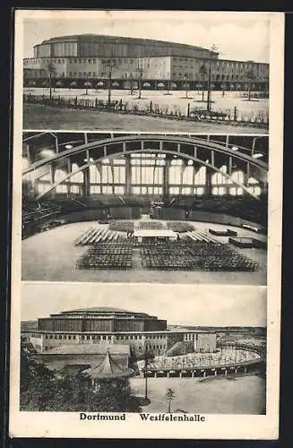 AK Dortmund, An der Westfalenhalle, Innenansicht