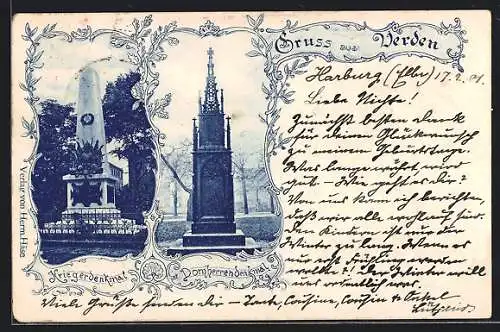 AK Verden, Kriegerdenkmal und Domherrendenkmal