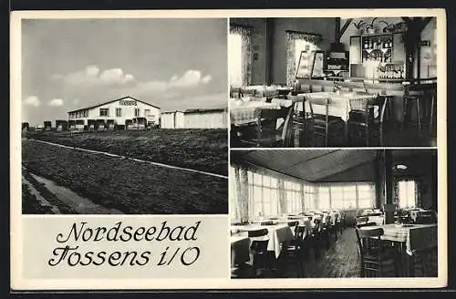 AK Tossens /Nordsee, Gasthaus Strandhalle H. Krüger mit Innenansichten