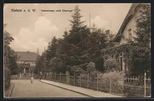 AK Elsfleth a. Weser, Steinstrasse nach Oberrege, mit Villa