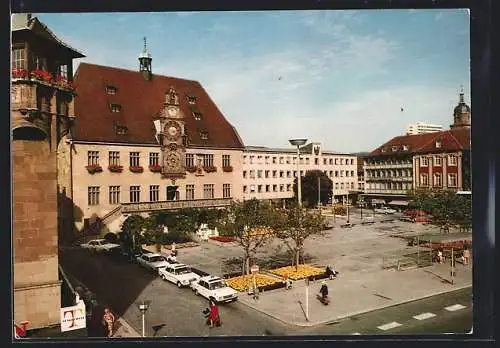 AK Heilbronn /Neckar, Rathaus mit Strassenpartie