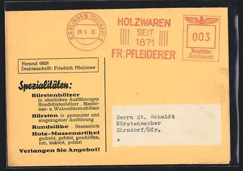 AK Zirndorf /Ofr., Bürstenmacher St. Schmidt, Bürstenhölzer, Bürsten und Rundstäbe