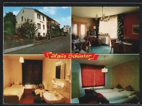 AK Bad Salzschlirf, Hotel Haus Schuster, Untere Gern 3, Innenansichten