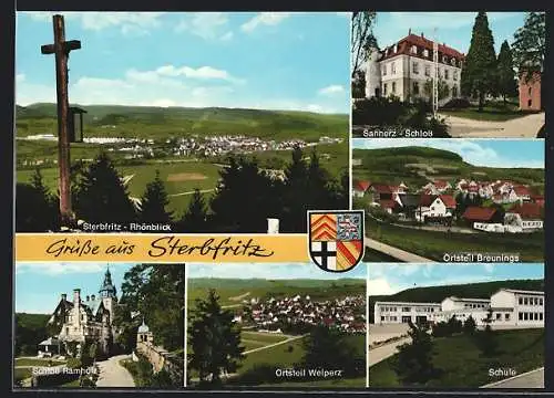 AK Sterbfritz /Kr. Schlüchtern, Schloss Ramholz, Schule, Sannerz Schloss