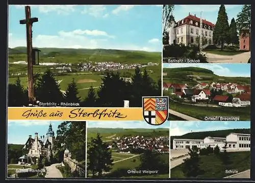 AK Sterbfritz /Kr. Schlüchtern, Schloss Ramholz, Schule, Sannerz Schloss