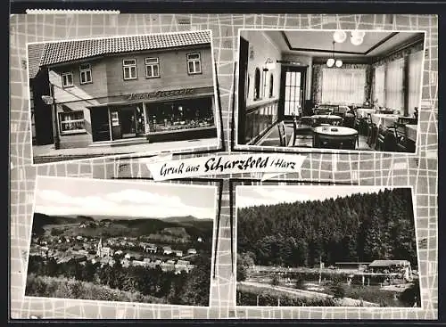 AK Scharzfeld /Harz, Cafe Kurt Giesecke, Innenansicht, Schwimmbad