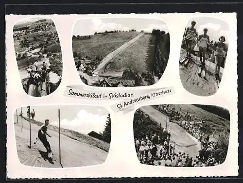 AK St. Andreasberg /Oberharz, Skifahrer am Hang und an der Sprungschanze, Ziellinie
