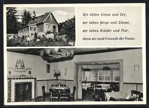 AK Bad Lauterberg im Harz, Gasthaus Weinberghütte T. V. Die Naturfreunde, Innenansicht