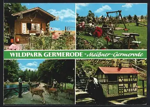 AK Meissner-Germerode, Wildpark Germerode, Eingang, Spielplatz, Wassermühle