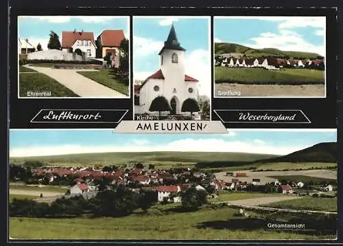 AK Amelunxen /Weserbergland, Siedlung, Kirche, Ehrenmal