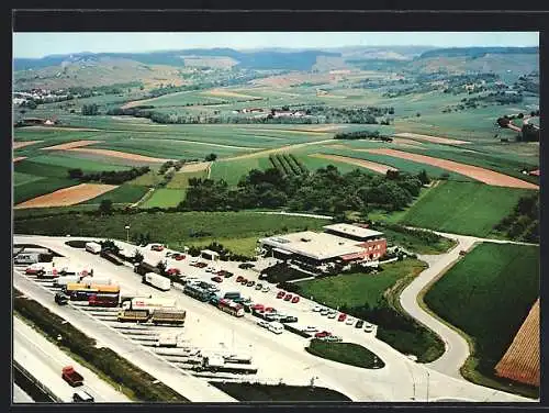 AK Ilsfeld-Auenstein, Bundesautobahn-Raststätte Wunnenstein-Ost aus der Vogelschau