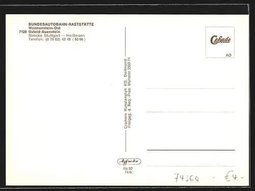 AK Ilsfeld-Auenstein, Bundesautobahn-Raststätte Wunnenstein-Ost aus der Vogelschau