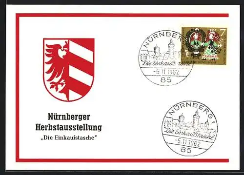 AK Nürnberg, Herbst-Ausstellung Die Einkaufstasche 1962, Wappen