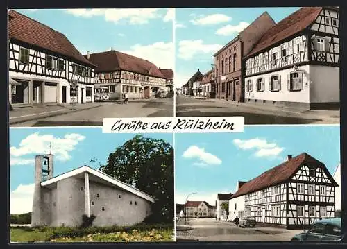 AK Rülzheim /Pfalz, Strassenpartie und Kirche