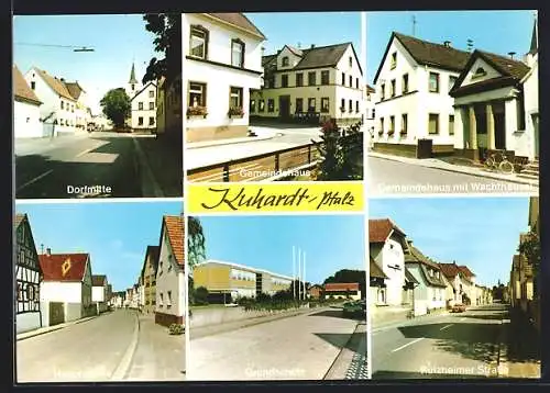 AK Kuhardt /Pfalz, Dorfmitte, Gemeindehaus, Rülzheimer Strasse