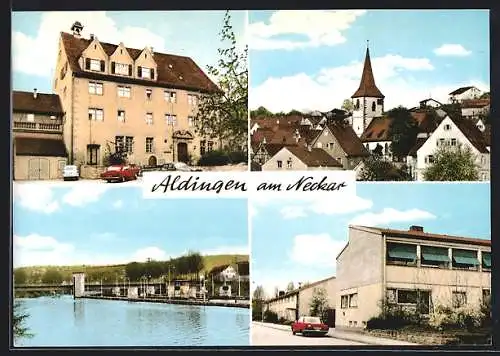 AK Aldingen am Neckar, Ortsansicht mit Kirche