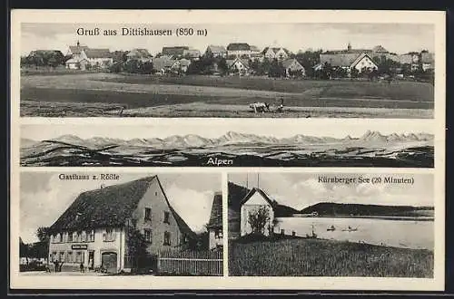 AK Dittishausen, Gasthaus z. Rössle, Kürnberger See, Ortsansicht