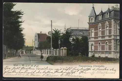 AK Werl i. W., Prozessionsweg, Villenstrasse