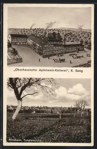 AK Arnshain, Oberhessische Apfelwein-Kelterei v. K. Seng, Ortsansicht