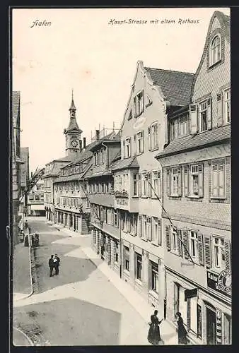 AK Aalen, Haupt-Strasse mit altem Rathaus