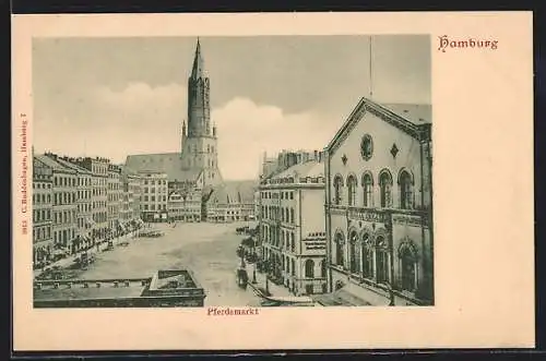 AK Hamburg, Pferdemarkt aus der Vogelschau