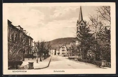 AK Schopfheim, Schulstrasse mit Kirche