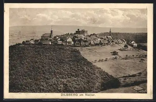 AK Dilsberg am Neckar, Ortsansicht aus der Ferne