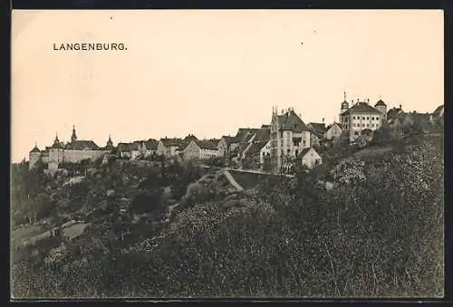 AK Langenburg, Ortsansicht mit Kirche und Burg